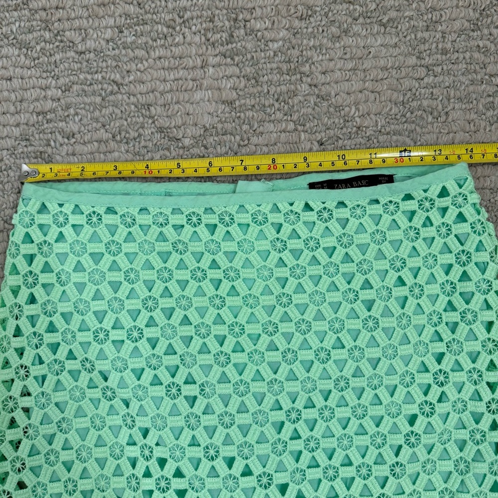 Zara Skirt Midi Crotchet Lace Size Medium Green - Picture 8 of 9
